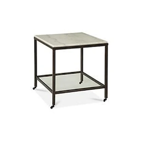 Contemporary End Table with Ivory Marble